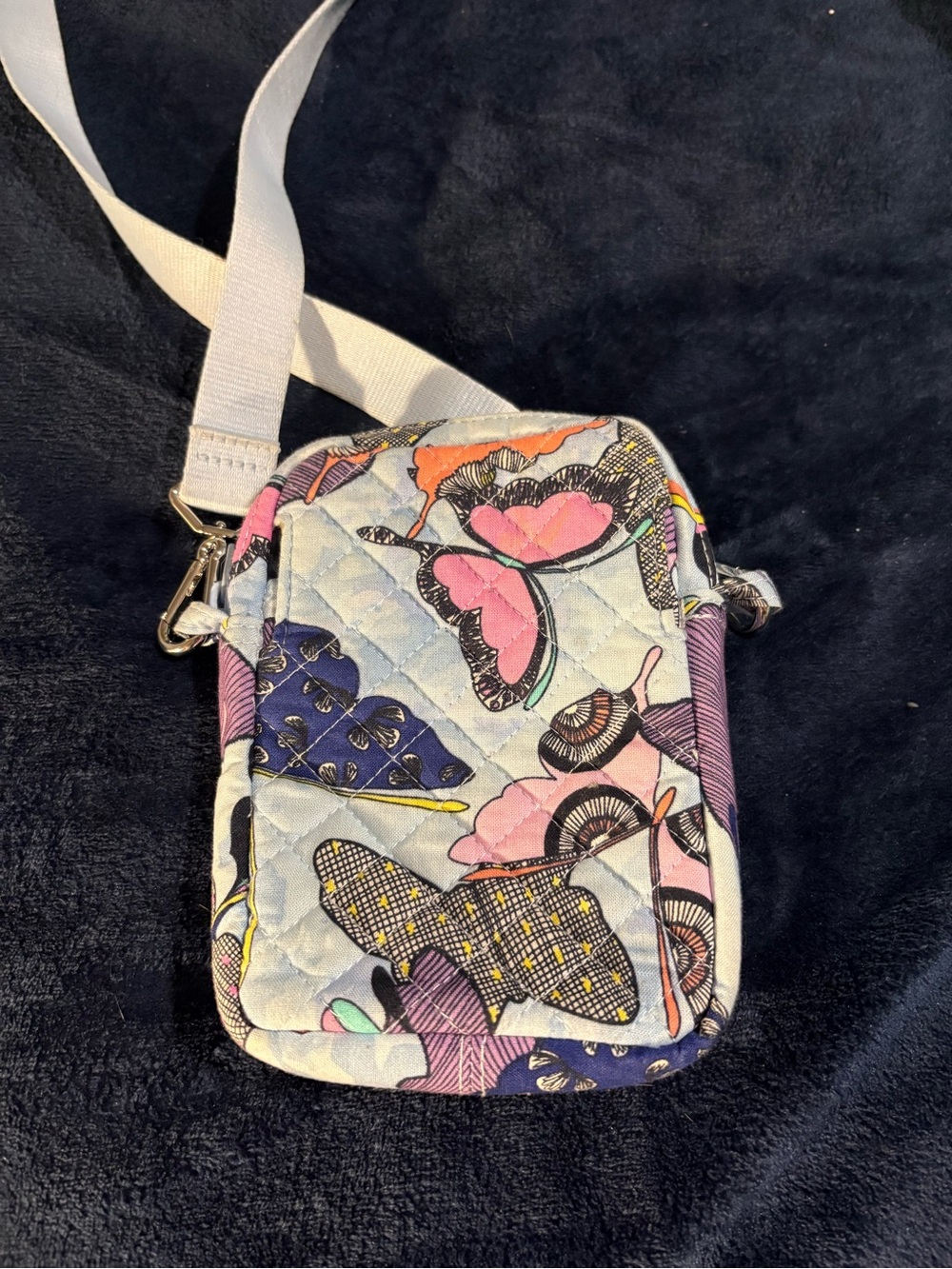 Vera Bradley Floral Quilted Crossbody in Pink, Purple, Navy